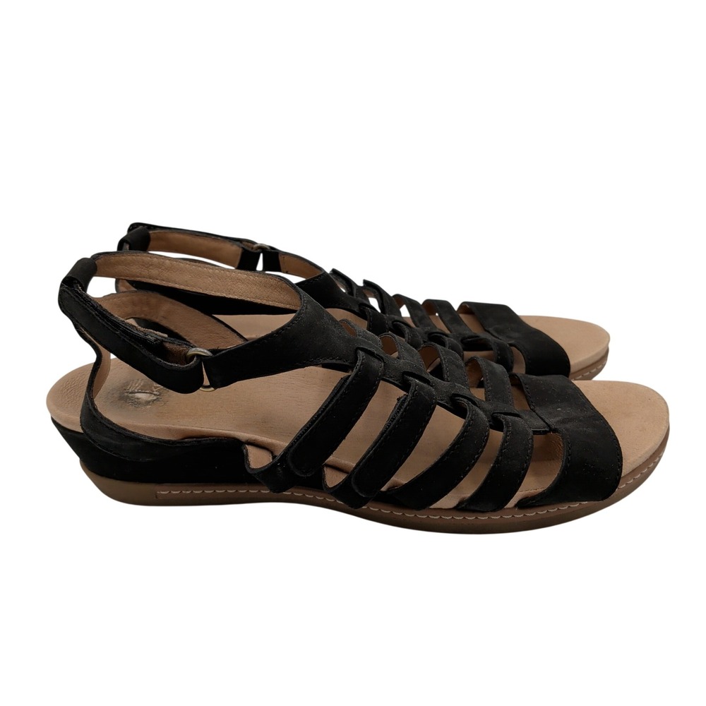 Dansko Athena Black Leather Strappy Gladiator‎ Wedge Sandals Women 41 1531470300